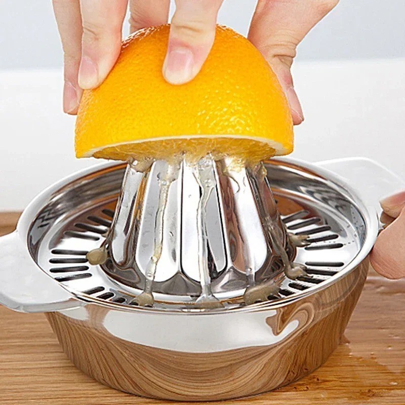 Stainless Steel Citrus Juicer Manual Lemon Squeezer w Bowl Strainer Orange Lime