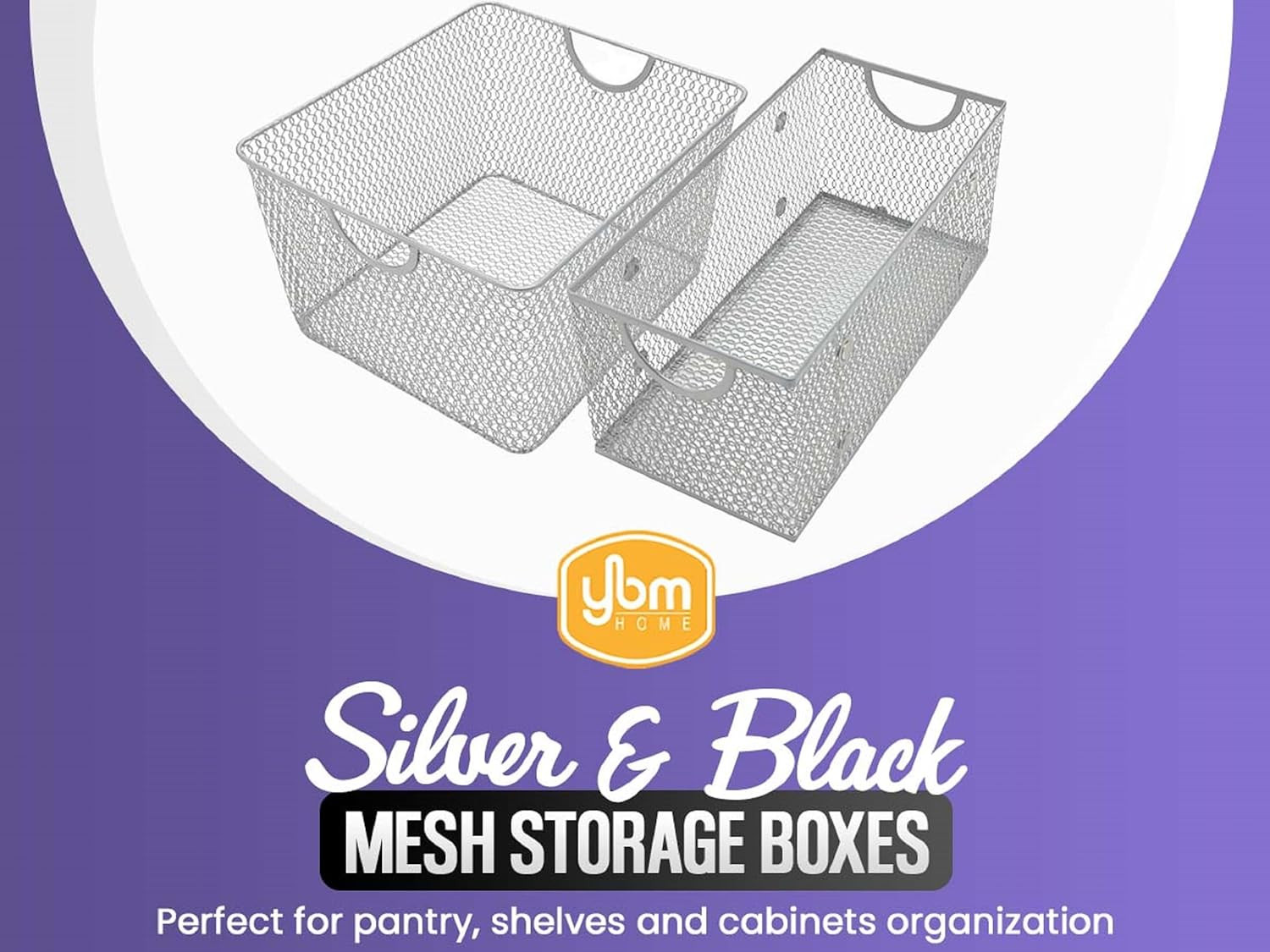 Silver Large Metal Wire Mesh Stacking Bin for Kitchen & Pantry Storage