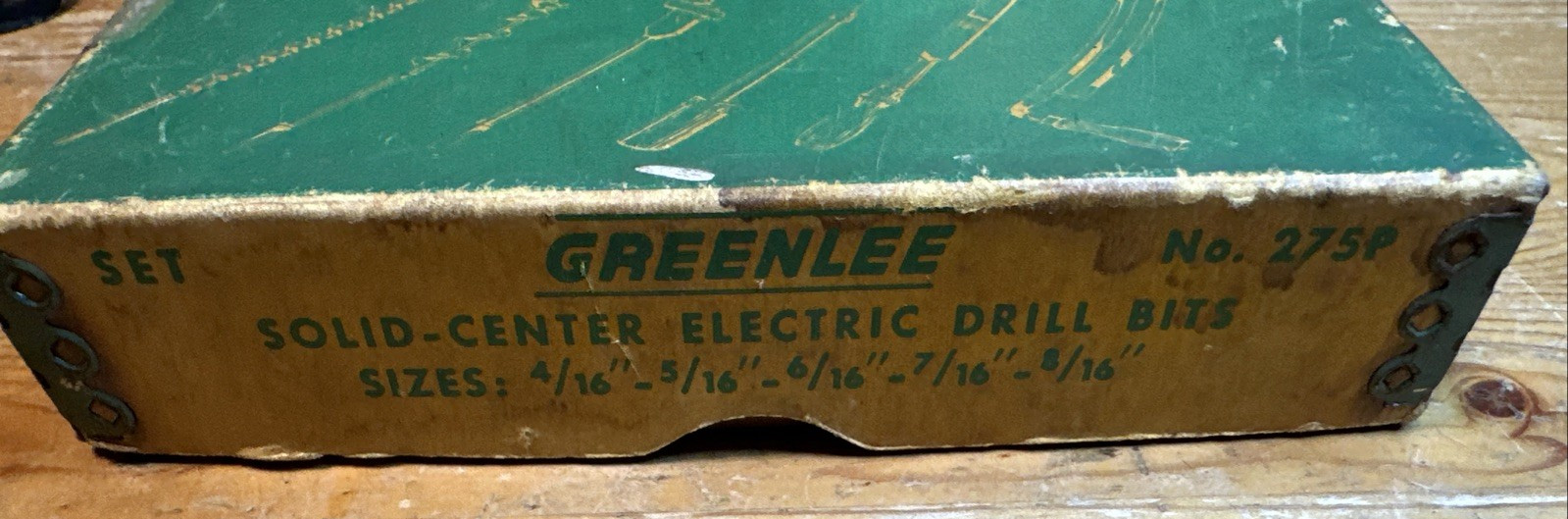 Vintage Greenlee 275P Solid Center Electric Boring Drill Bits Set w/ Orig Box