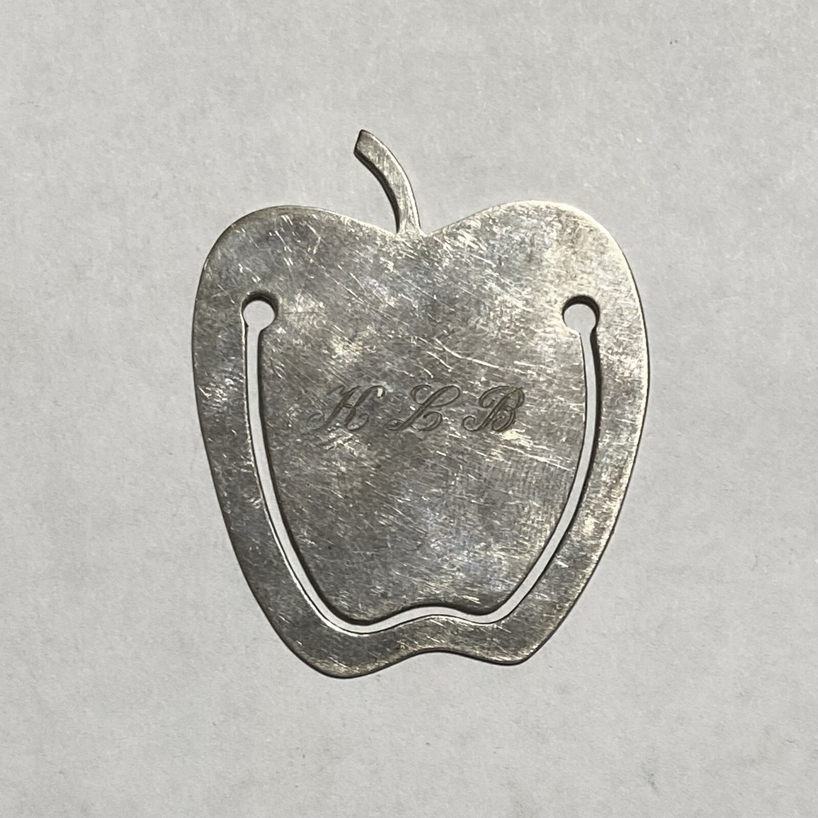 Vintage Tiffany & Co Sterling Silver Apple Book Mark W/ Initials