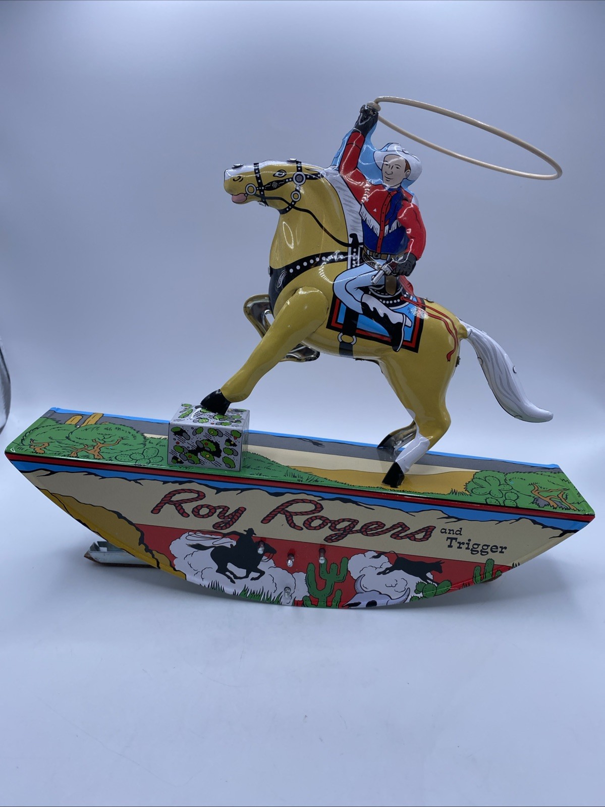 Roy Rogers And Trigger Wind Up Toy Vintage Reproduction Schilling Cowboy-READ