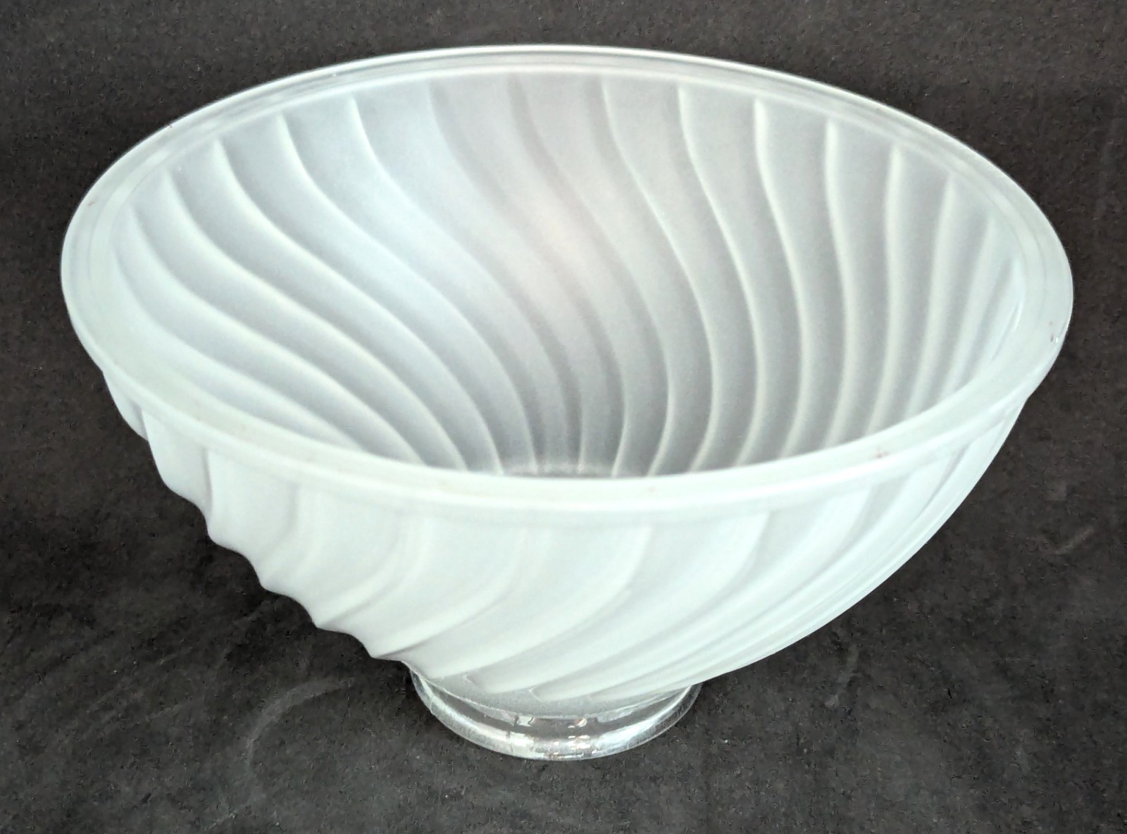 NOS! Frosted Swirl 6-1/2” dia. Low Bowl Glass Light Shade 2-1/4” Fitter VG Cond.