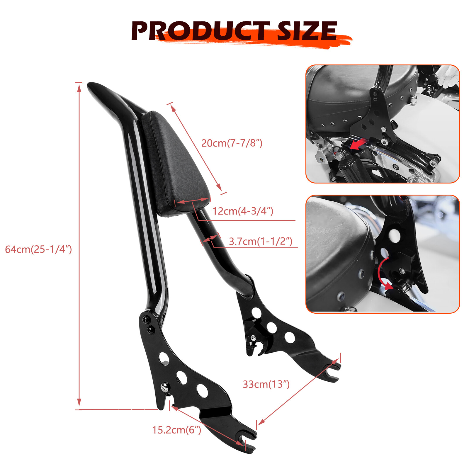 22" Sissy Bar Backrest & Stealth Luggage Rack For Harley Street Road Glide King