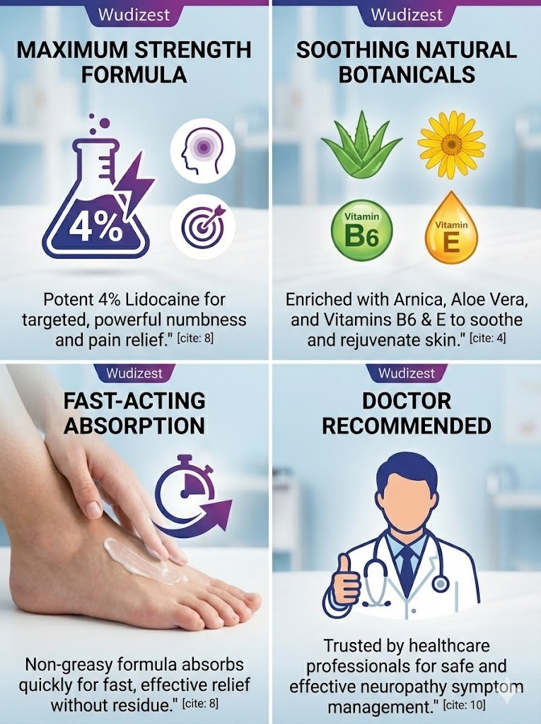 "SALE" Neuropathy Cream Max Strength Lidocaine 4% Menthol Arnica MSM Relief 4oz