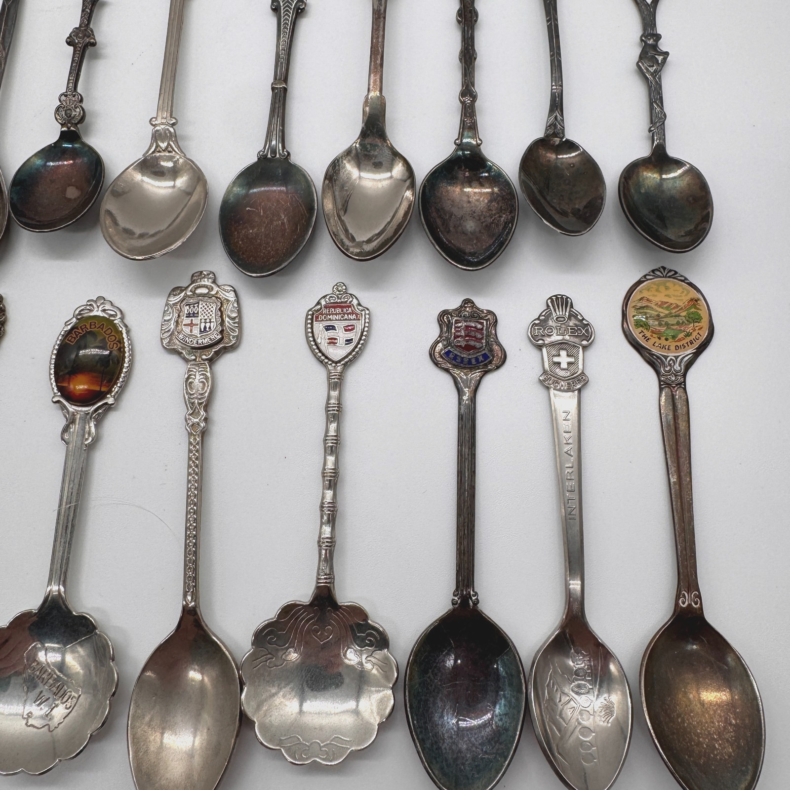 Lot of 47 Souvenir Spoons - World Countries - Silverplated EUC