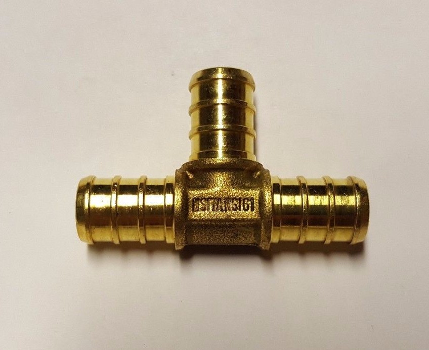 25 PIECES 1/2" X 1/2" X 1/2" PEX TEE - BRASS CRIMP FITTINGS (LEAD-FREE BRASS)