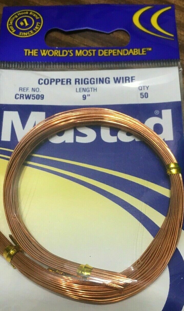 2 PACK MUSTAD COPPER RIGGING WIRE 9" 50 PER PKG = 100 WIRES FREE USA SHIPPING