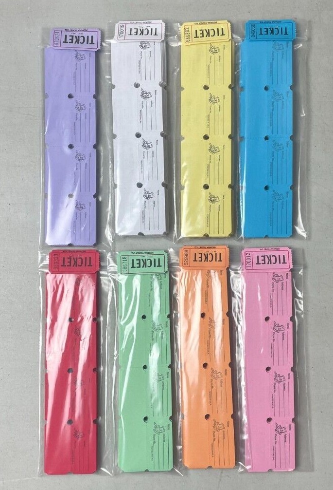 100 Double Stub Raffle Tickets 50/50 Split the Pot Packaged as Pictured