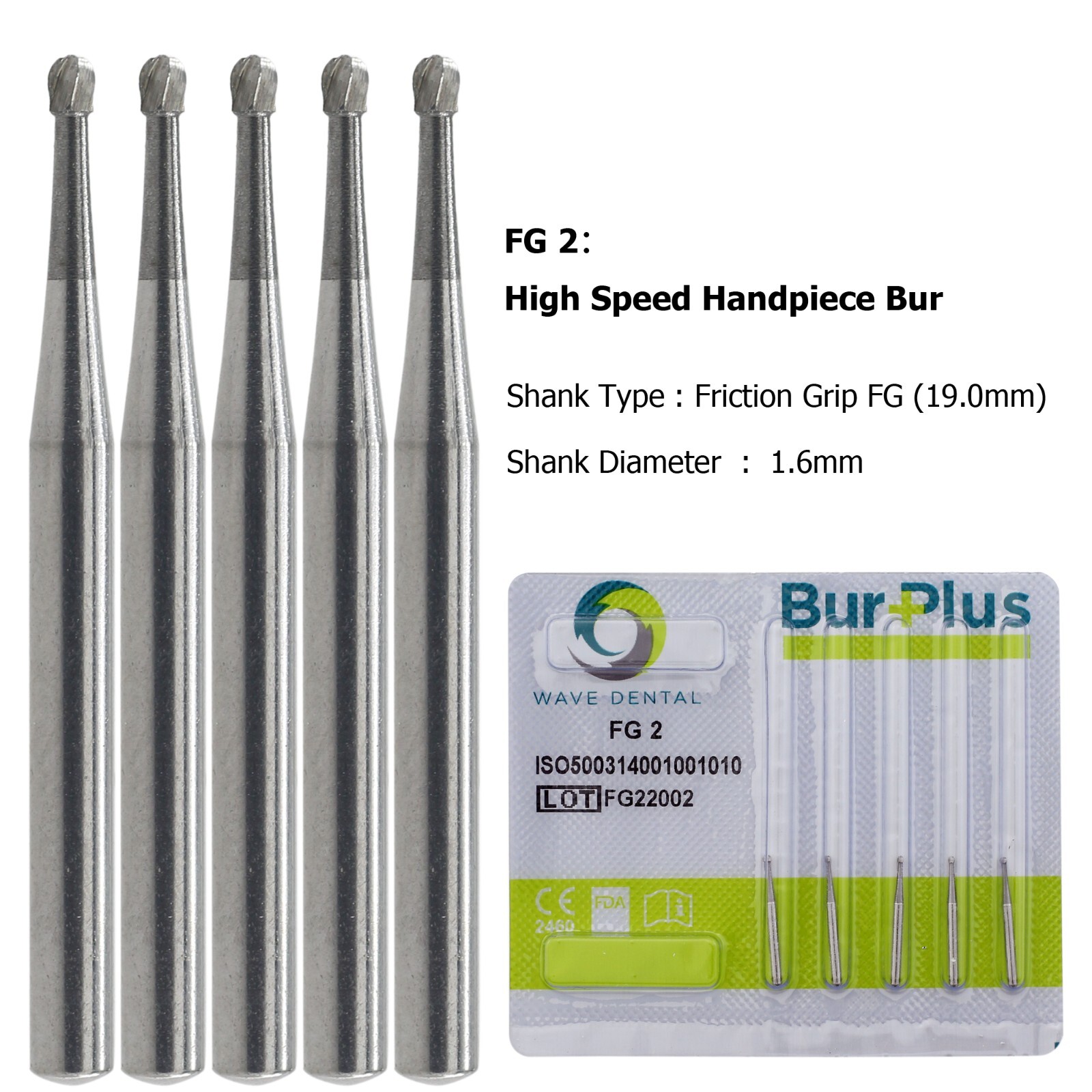 Wave Dental Surgical Burs 25mm Carbide Bur Friction Grip FG Round For High Speed