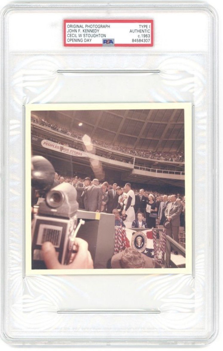 JOHN F. KENNEDY 1963 Opening Day Senators VS Orioles Type 1 5x5 Photo PSA/DNA🔥