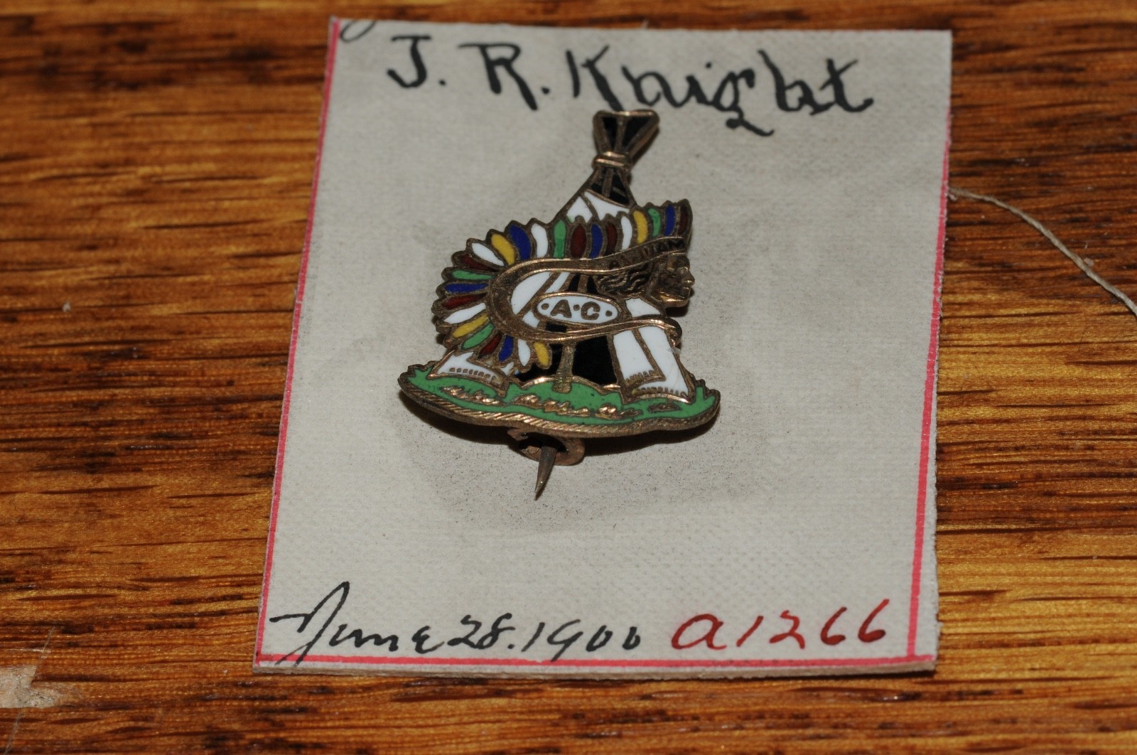 A.C. ASJUAM Indian Fraternal Organization Pin Gold Filled 1900 Historical *****