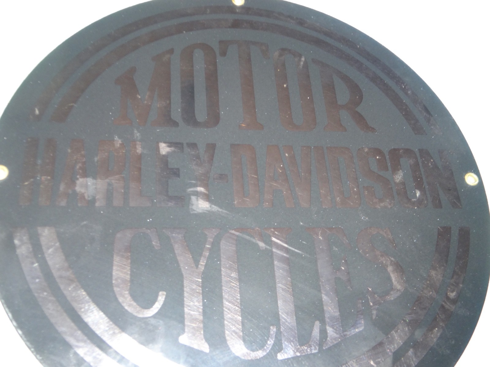 VINTAGE HARLEY DAVIDSON MOTORCYCLES 11 1/4" PORCELAIN METAL GASOLINE & OIL SIGN!