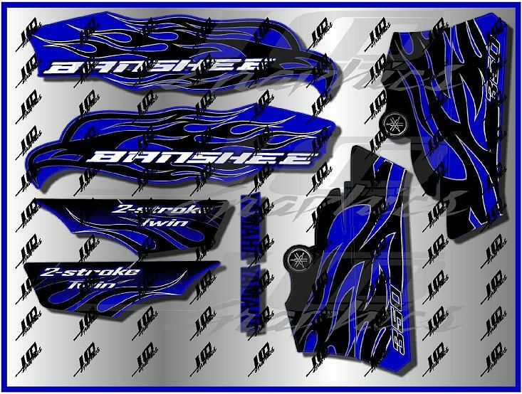 Yamaha banshee full graphics kit blue...THICK AND HIGH GLOSS
