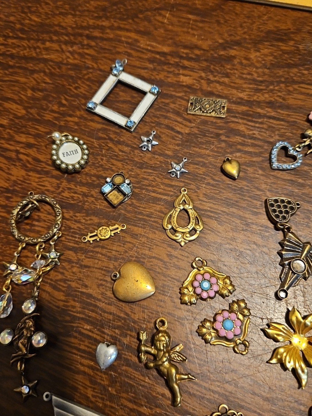 Lot Of 50 Mixed Parts Pcs France Vintage 60s Brass Stampings Findings Jewelry 13
