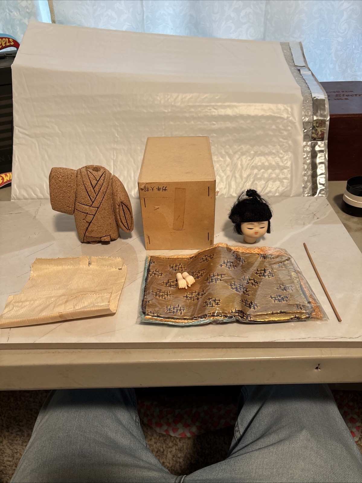 Vintage Antique Kimono Doll Set Never Assembled , 1/2 Original Box Collectible