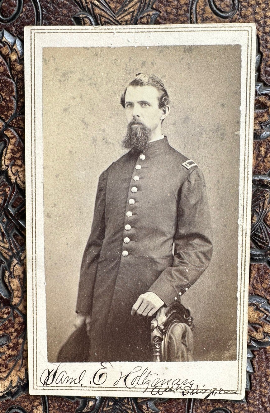 ID’d Civil War Surgeon 58th Indiana Infantry Samuel E. Holtzman Signed CDV Photo