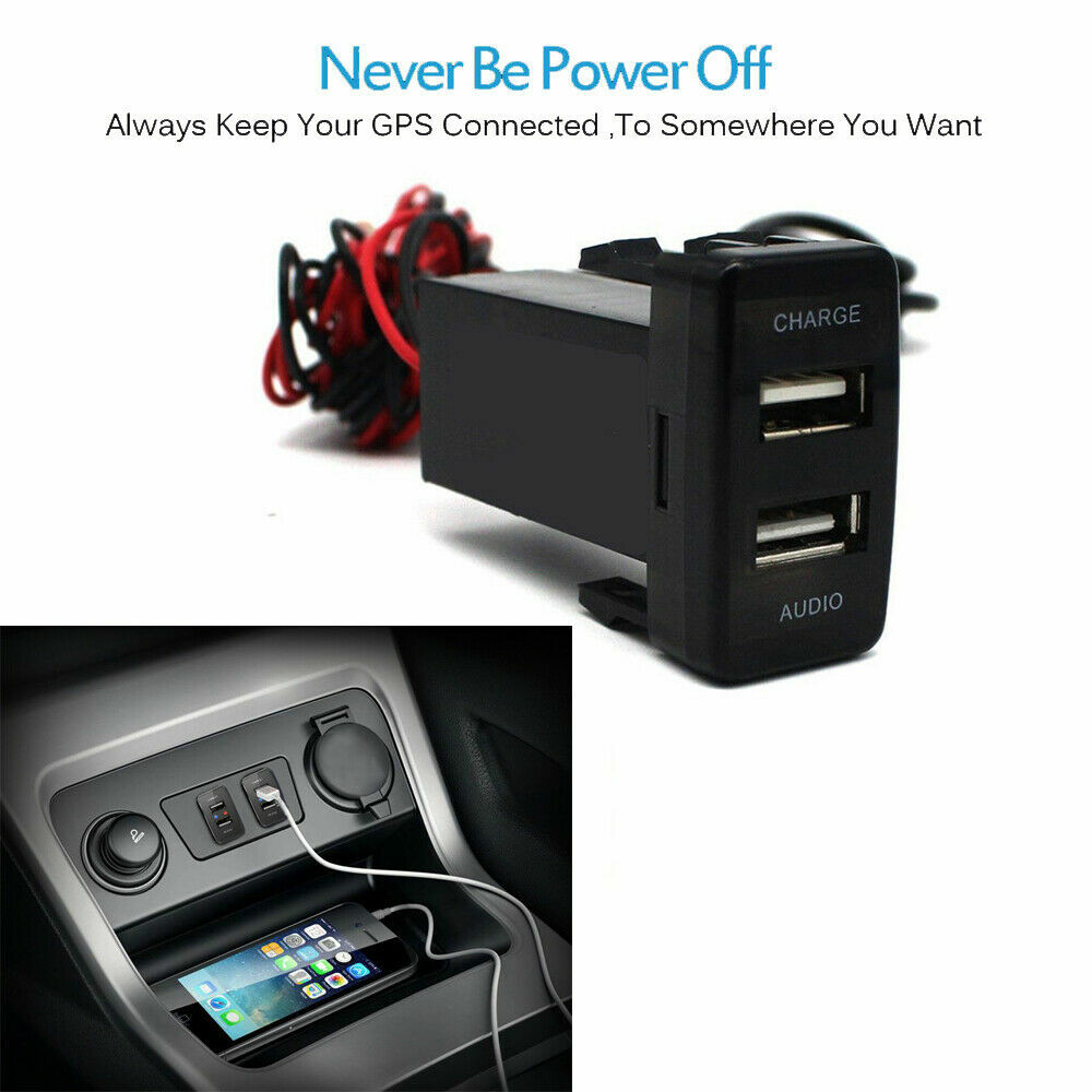 Car Dual USB Charger Socket Audio Port For Toyota 4Runner Highlander FJ Cruiser