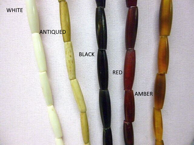 Buffalo Bone / Horn Hairpipe Beads All sizes! Red White Amber Black Antiqued