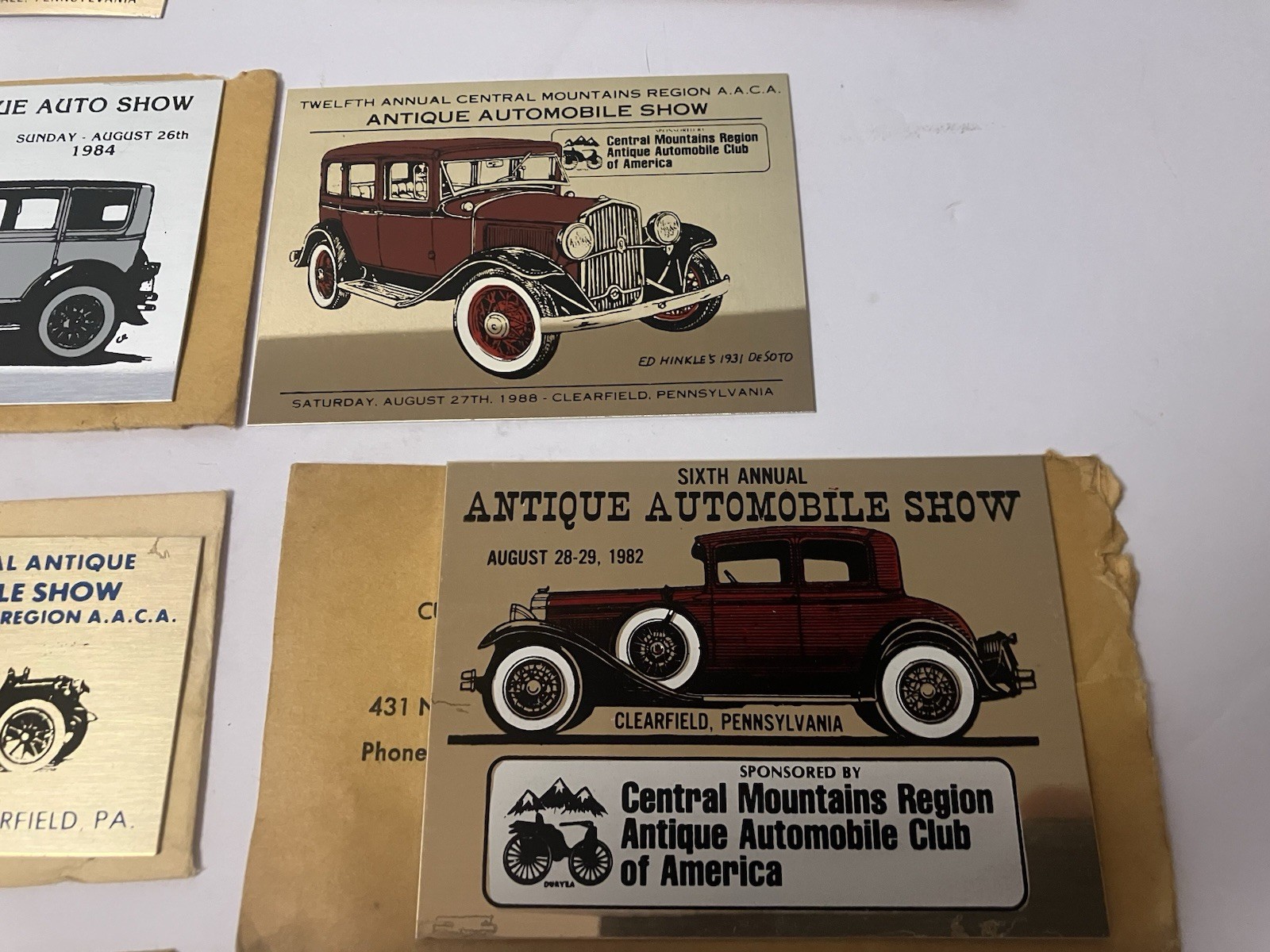 Vintage Car Show Metal Dash Plaque Lot Of 13. PA,VA 80’s