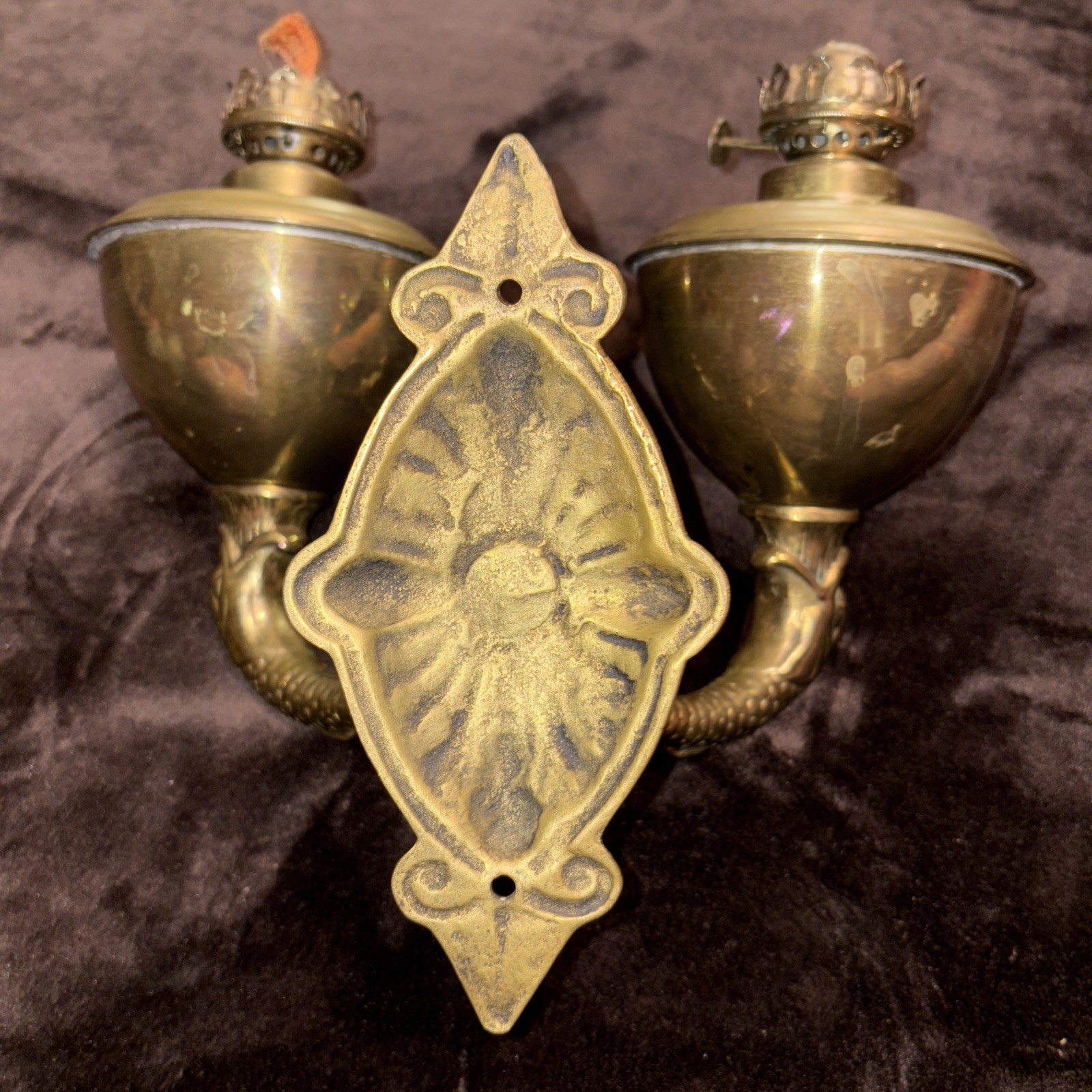 Vintage Lamp 2 Arm Double Wall Mount Oil Light Sconce Sea Monster Dolphin Koi