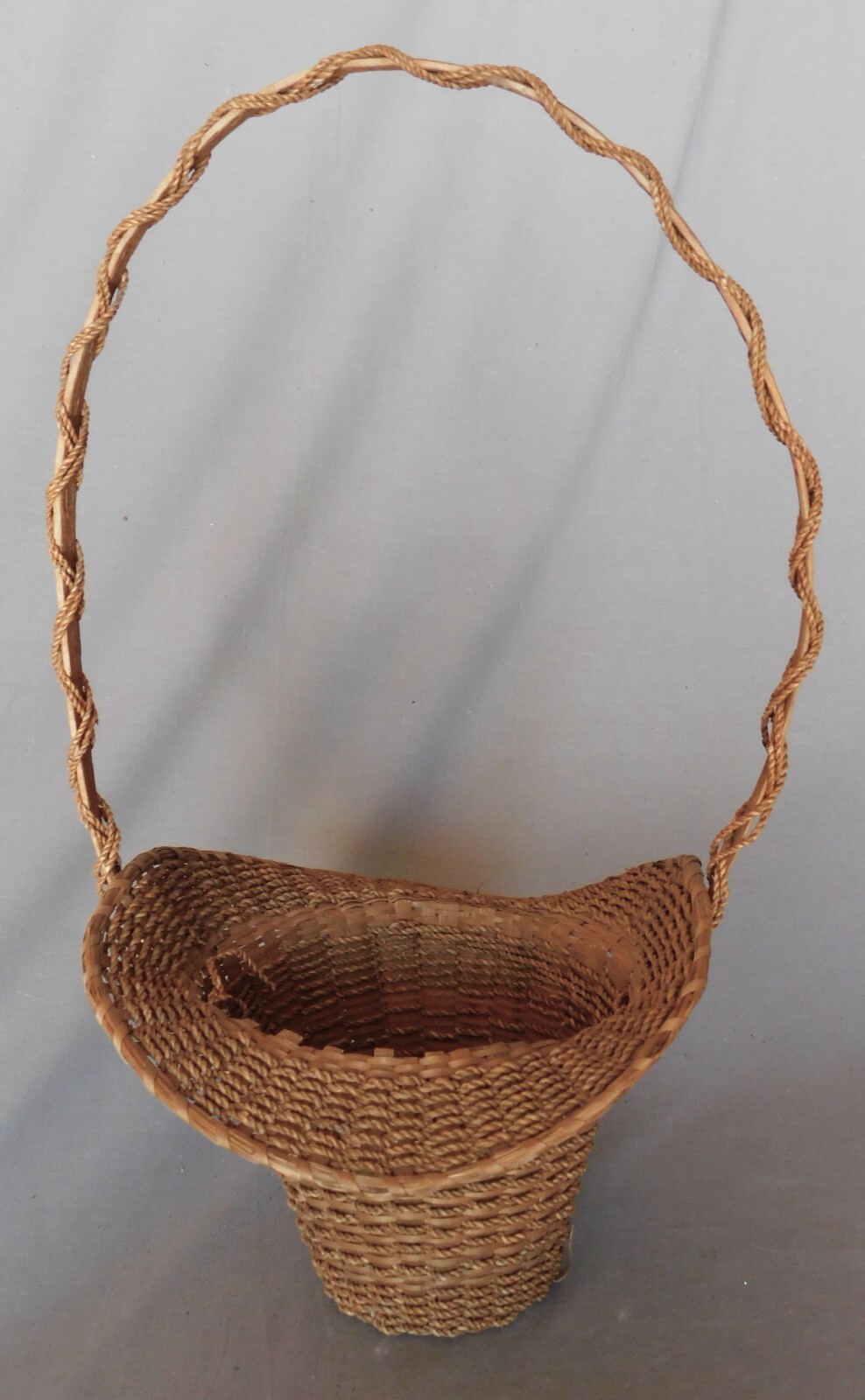 Penobscot Wabanaki Ash Splint Sweetgrass Flower Basket Swing Handle AAFA