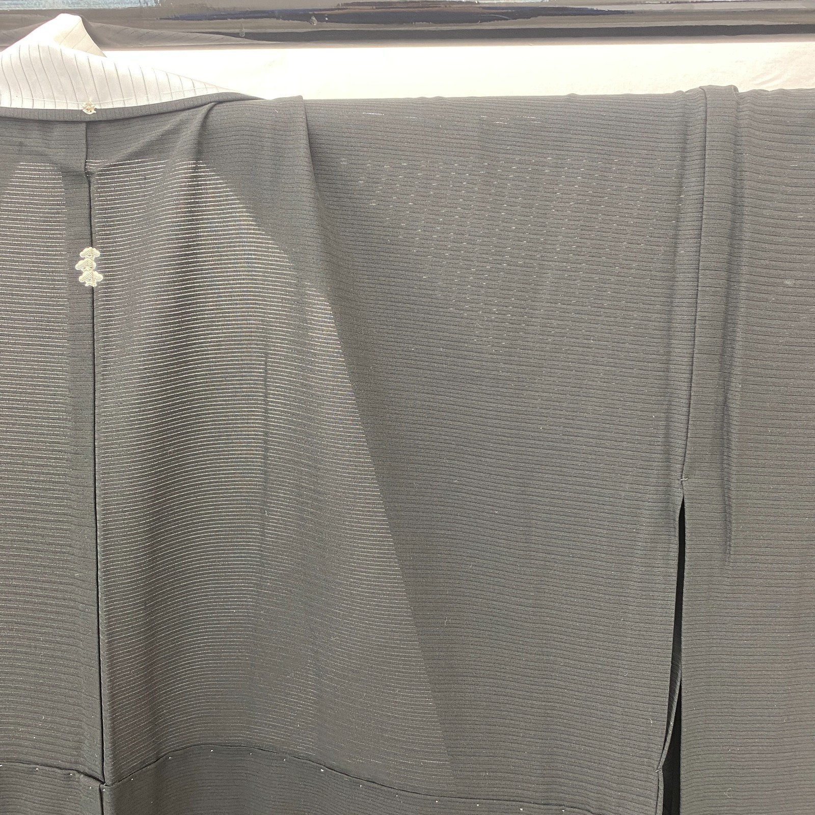 Japanese Vintage Kimono Silk Black Tomesode No Lining Family crest Length 64 in