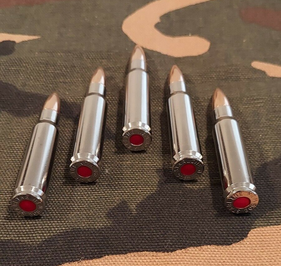 308 WIN. SNAP CAPS SET OF 5 "NICKEL AND FMJ" REAL WEIGHT!!