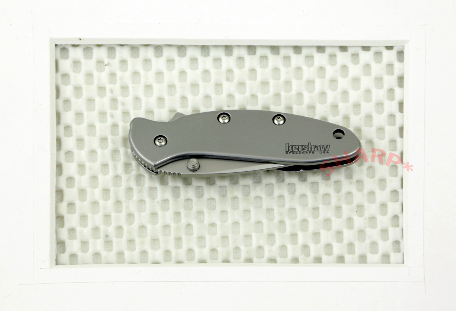 1600 Kershaw Chive Knife plain Blade 3" frame lock New *Blem* Assisted opener