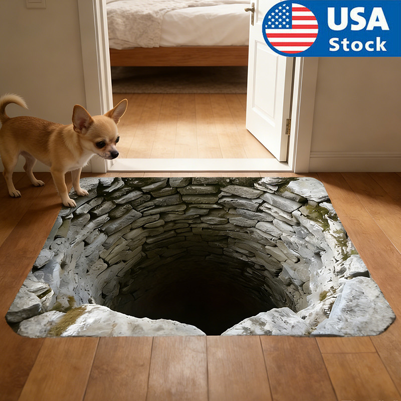 Non Slip Door Floor Mat Washable 3D Optical Illusion Endless Abyss
