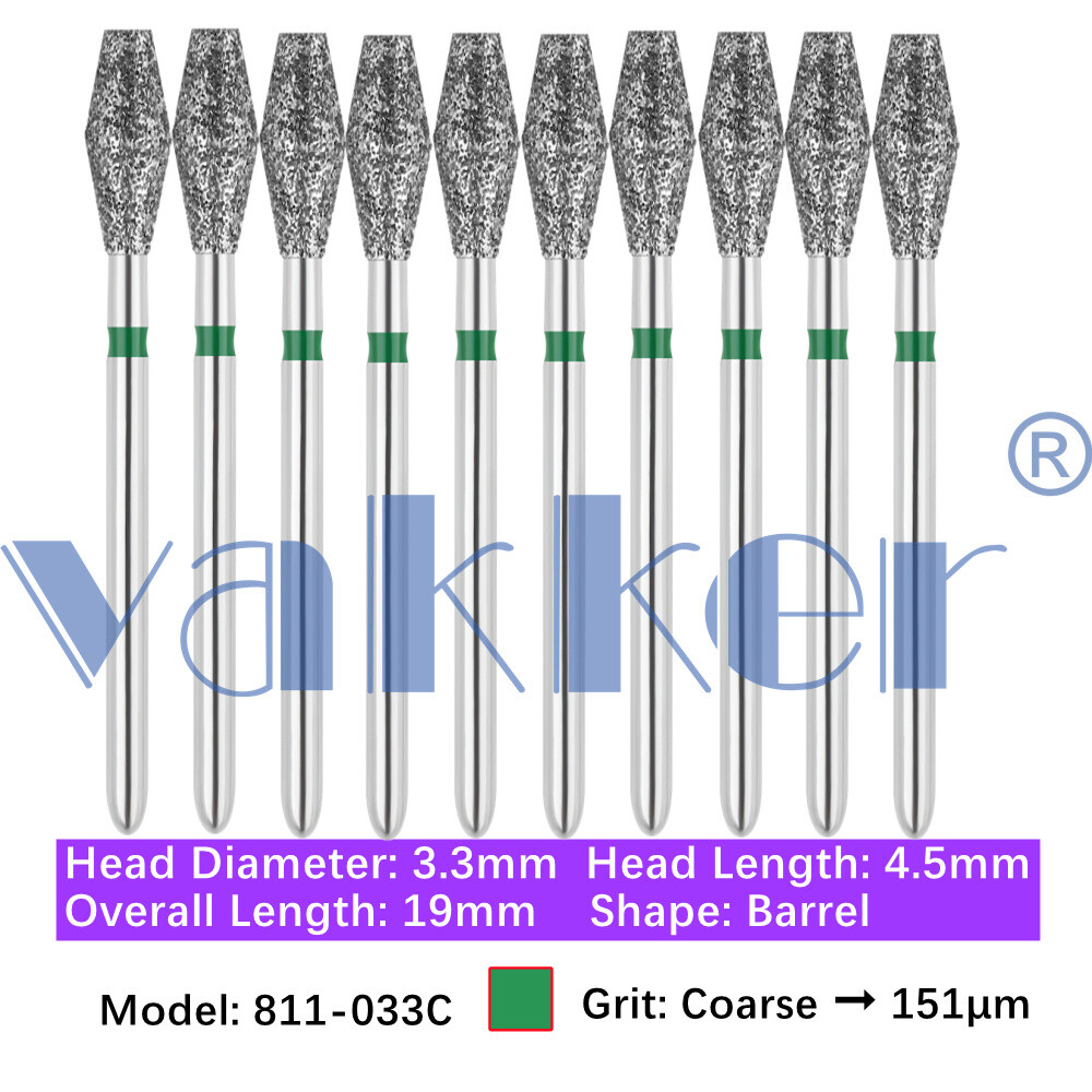 10pc Dental FG Diamond Burs for High Speed Handpiece Barrel Wheel Pear Shape
