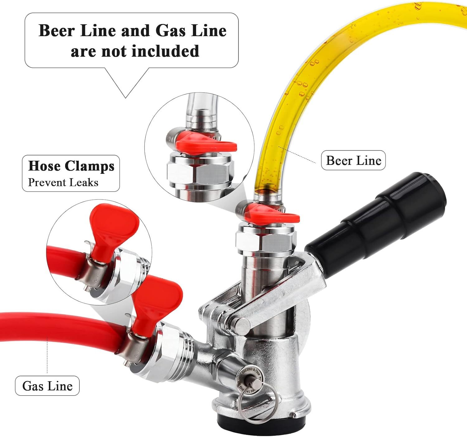 Acoplador De Barril Sonda De Acero Inoxidable 304 Grifo Para Barril Con Sist...