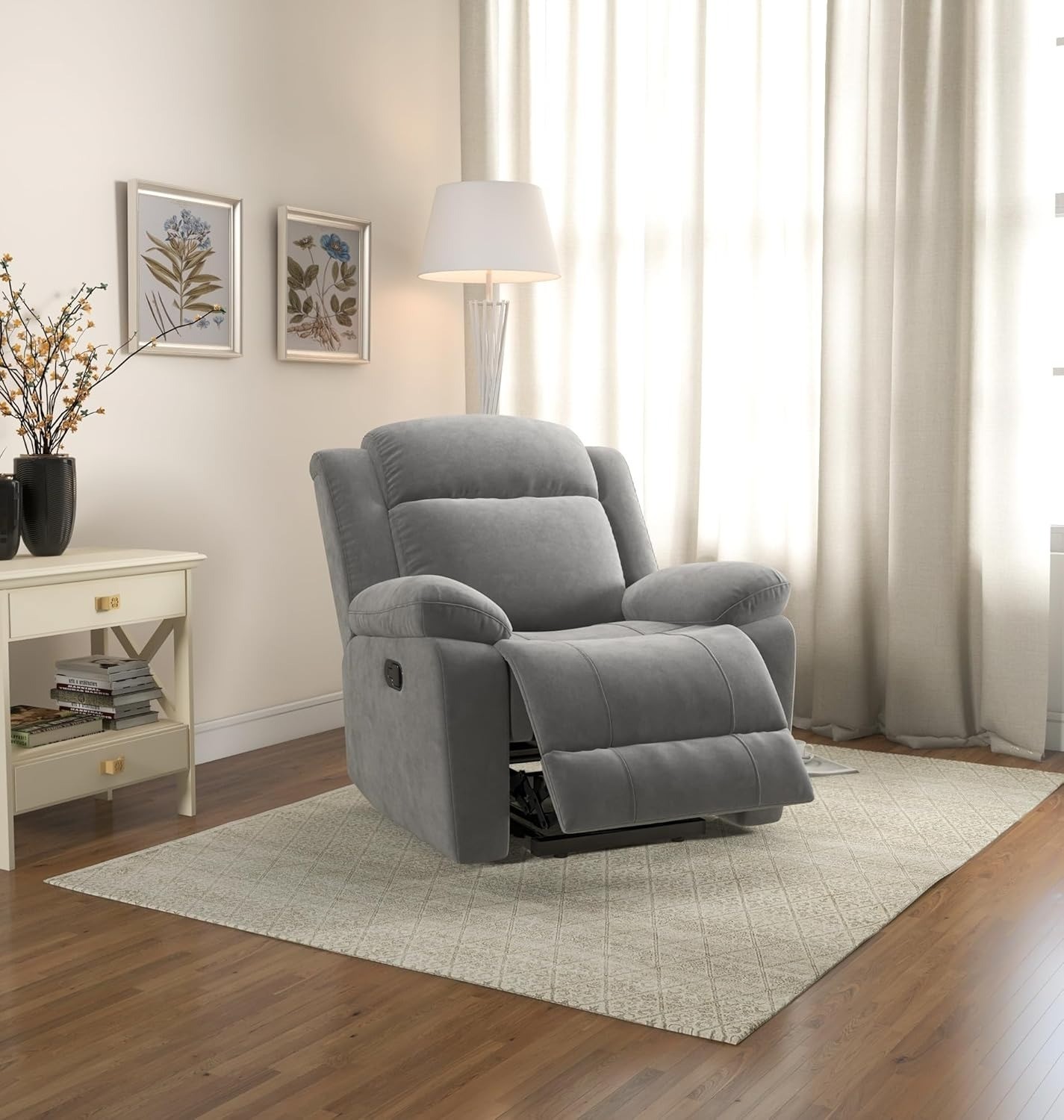 CANMOV Rocker Recliner Chair , Manual Recliners with Overstuffed Backrest