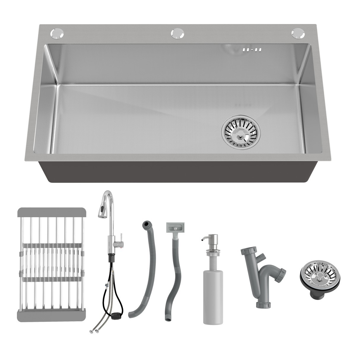 28"/30"/32" Drop In Single Bowl Kitchen Sink Stainless Steel Single Bowl Faucet