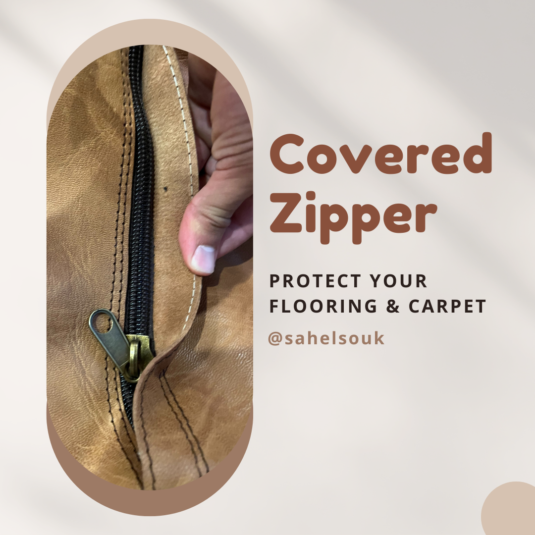 Moroccan Leather Pouf Unstuffed Moroccan Pouf Cover Boho Ottoman (Dark Brown)