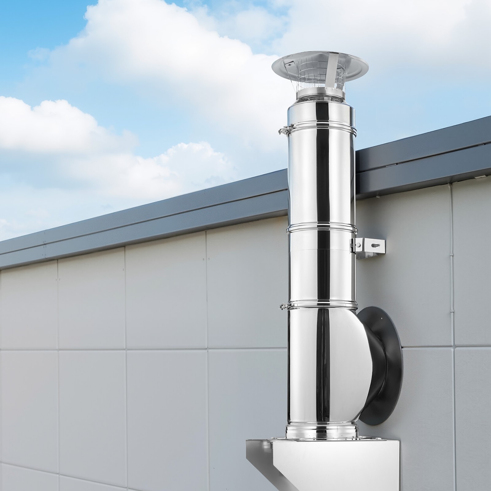 VEVOR External Chimney Kit 6 Inch with Rain Cap Adjustable Bracket Roof Mount
