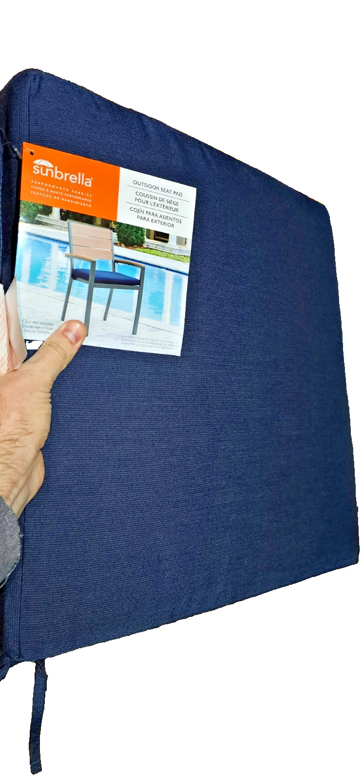 Peak Season Sunbrella® Easy-Care Outdoor Seat Pad, 2-pack, Blue, 18x19x2 (NEW)