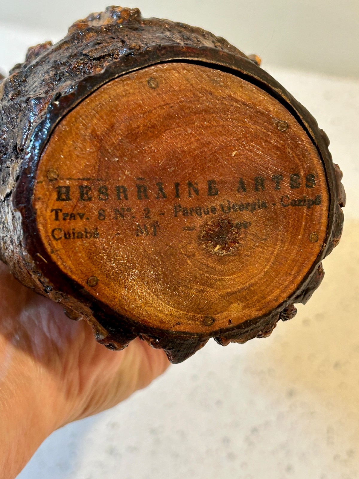 Burl Wood Bottle with Branch Handle from Parque Georgia Brazil - RARE Unusual!