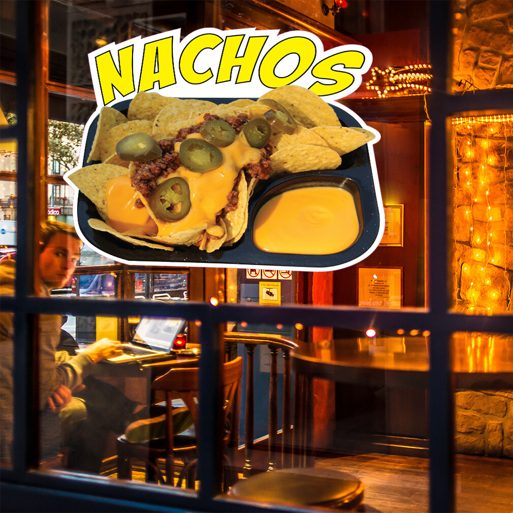 Food Truck Decals Nachos Style A Restaurant & Food Concession Sign Yellow