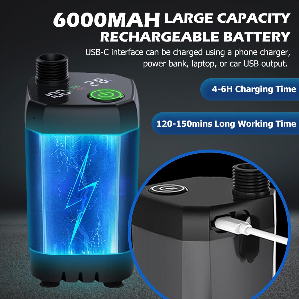 Portable Shower for Camping, 6000mAh Rechargeable Camping Shower 4 Spray Modes