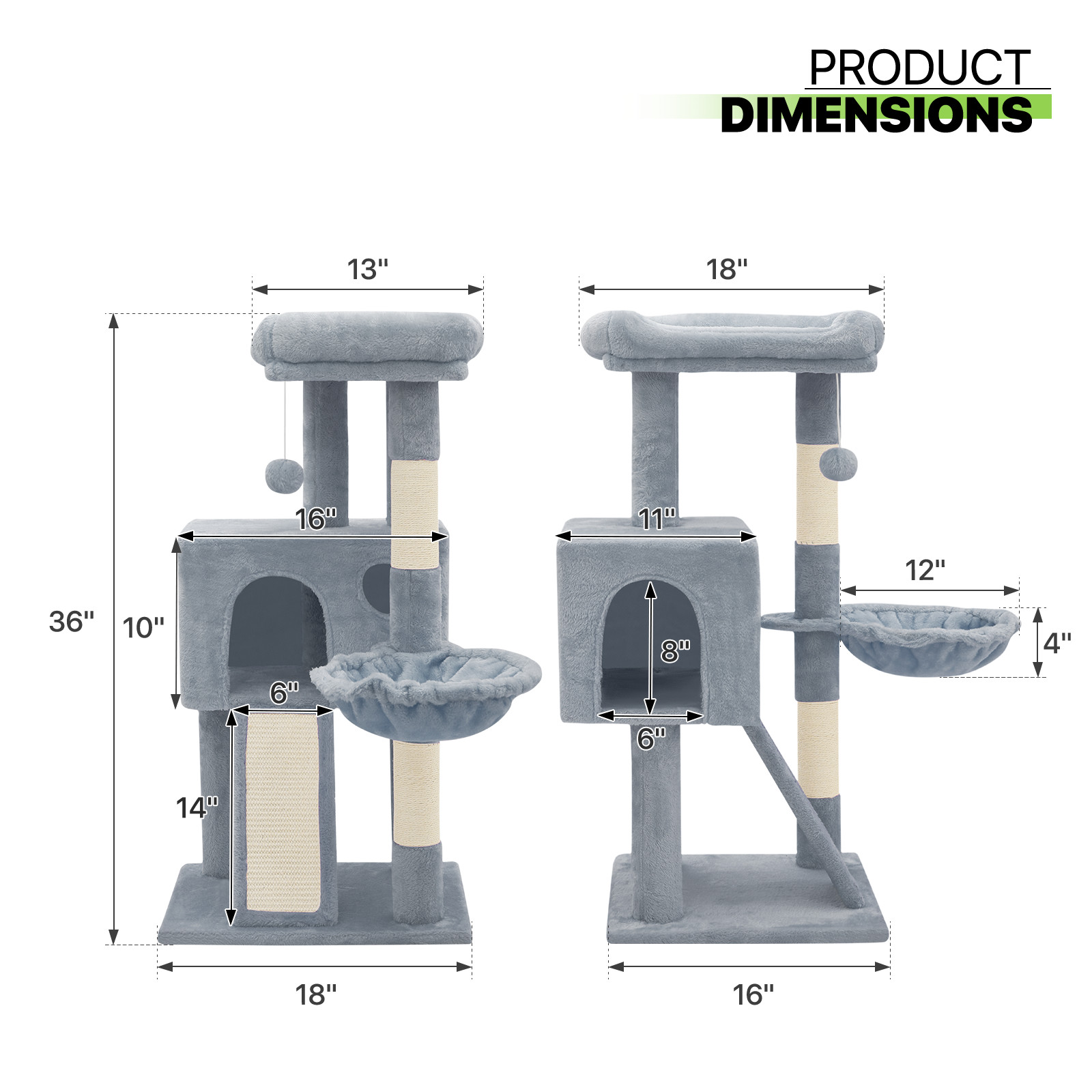 Cat Tree Kitten Playing Condo House Activity Center Light Gray/ Pink/Smoky Gray