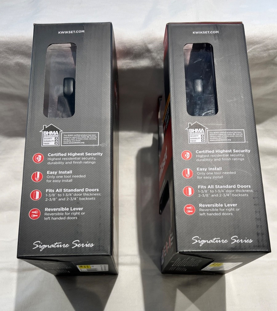 Kwikset Tripoli Matte Black Keyed Alike Entry Door Lever Lock Smartkey (Qty-2)