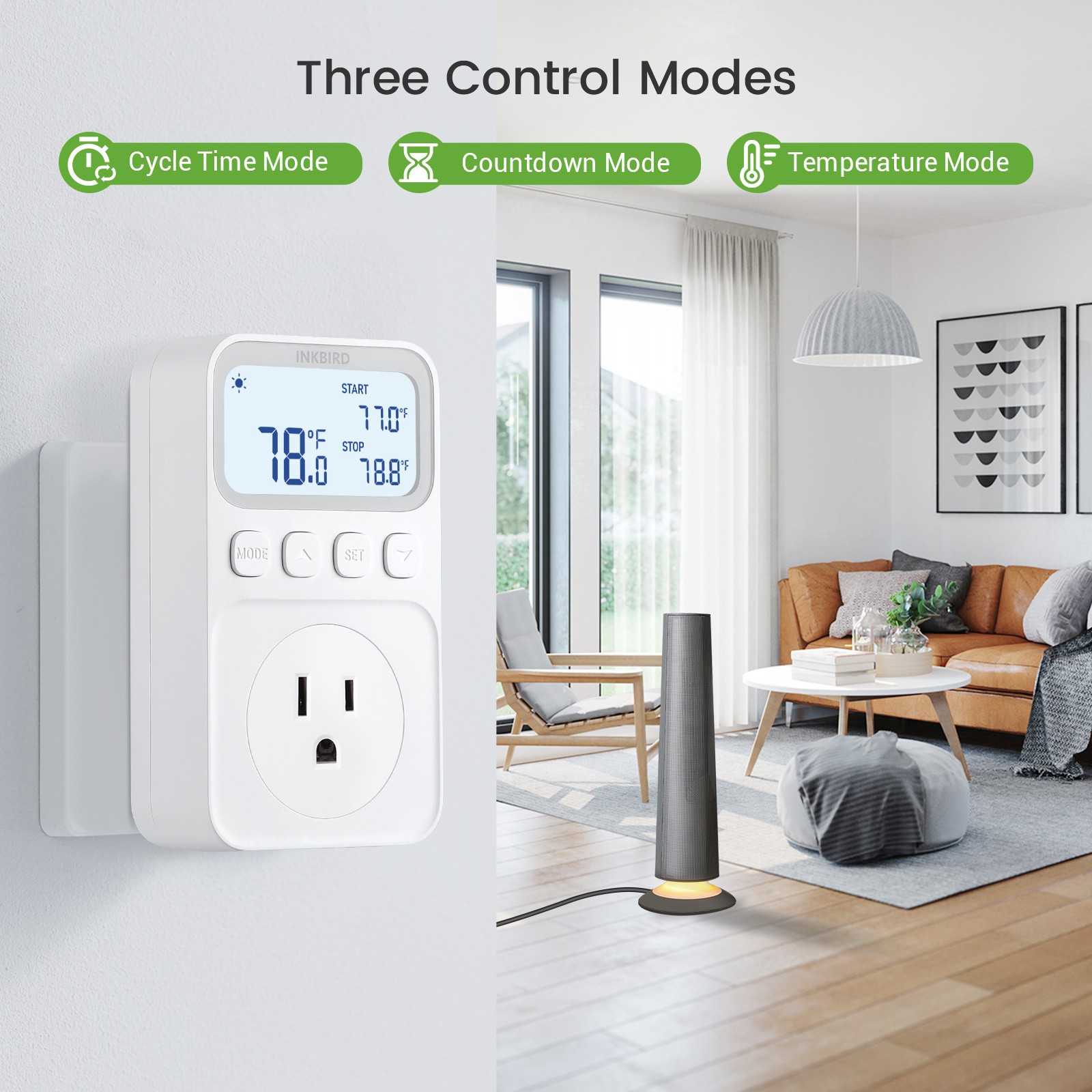 INKBIRD Plug in Thermostat 1800W Heating Cooling Temperature Controller Timer CF