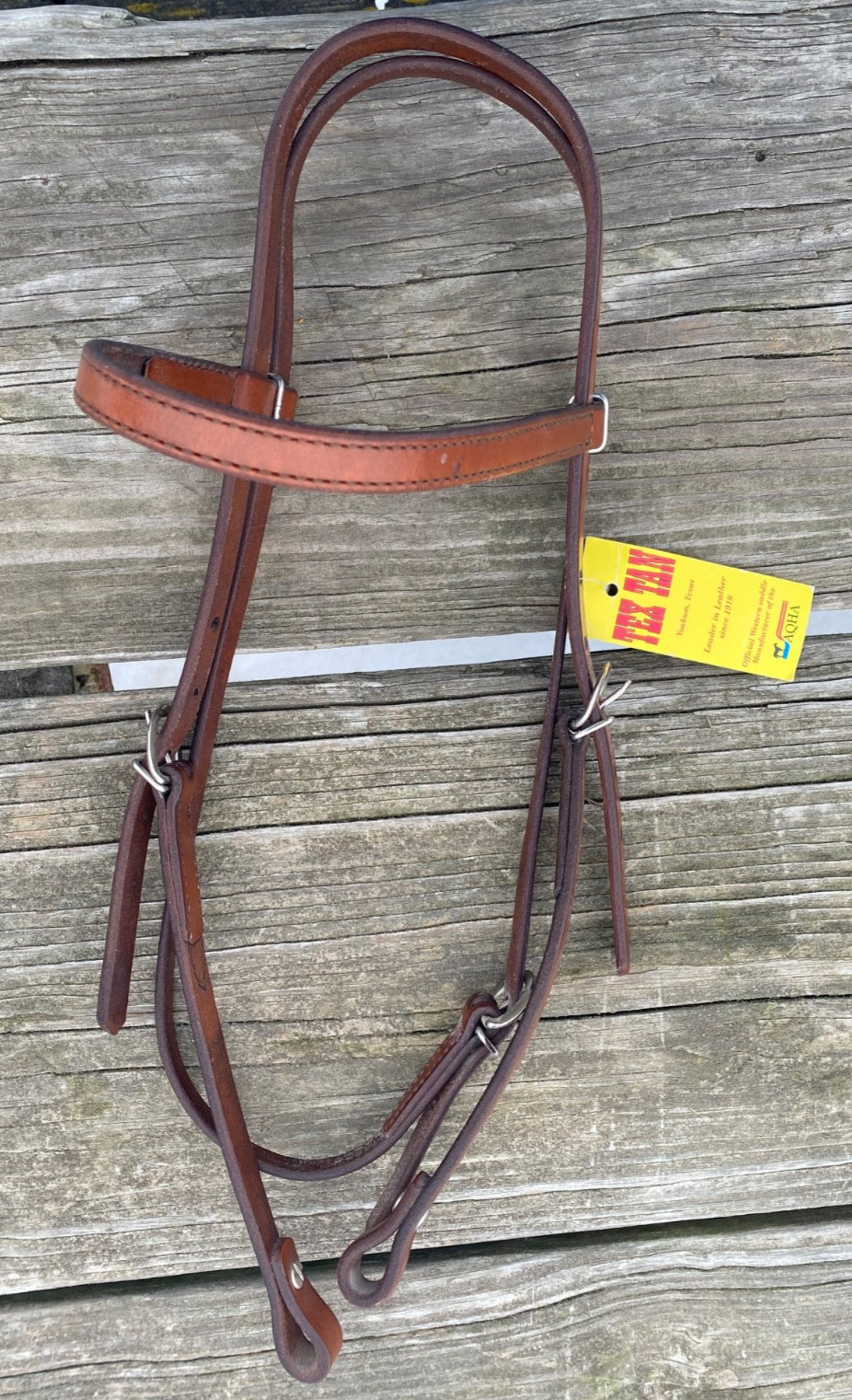 TexTan brown leather Western browband headstall US made