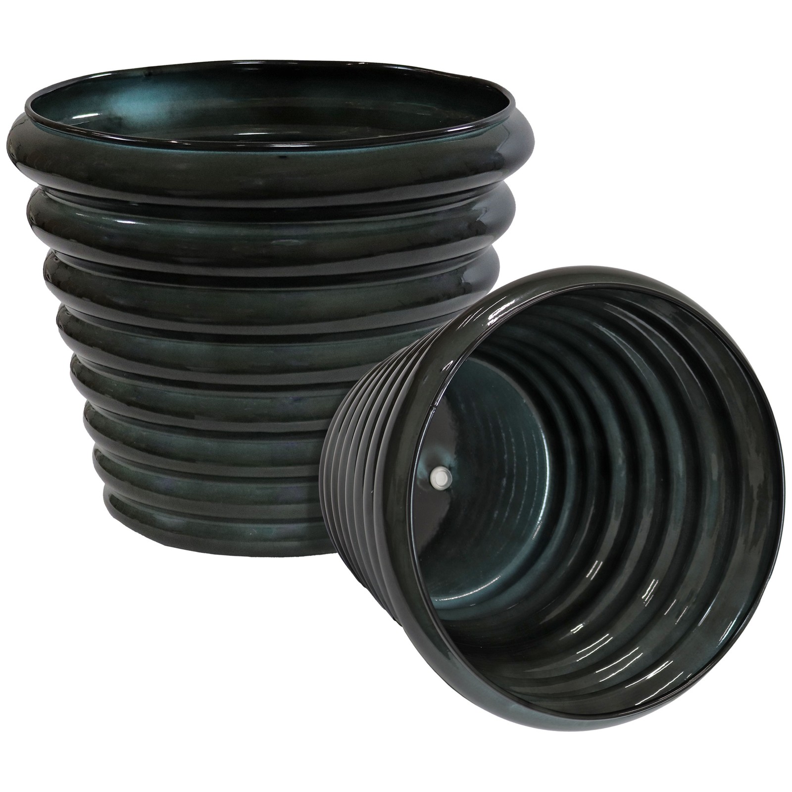 Molly Metal Planter - 12.5 in - Juniper Glaze - Set of 2 by Sunnydaze