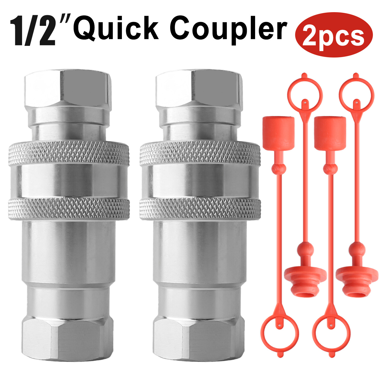 1/2" Ag Hydraulic Quick Connect Couplers Couplings, Ball Pioneer Style 2 Sets