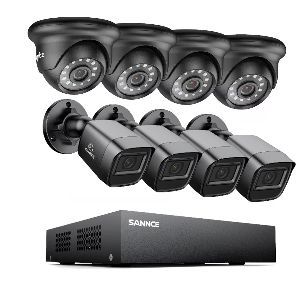 SANNCE 5IN1 8CH DVR 1080P Security Camera System CCTV Outdoor Night Vision AI
