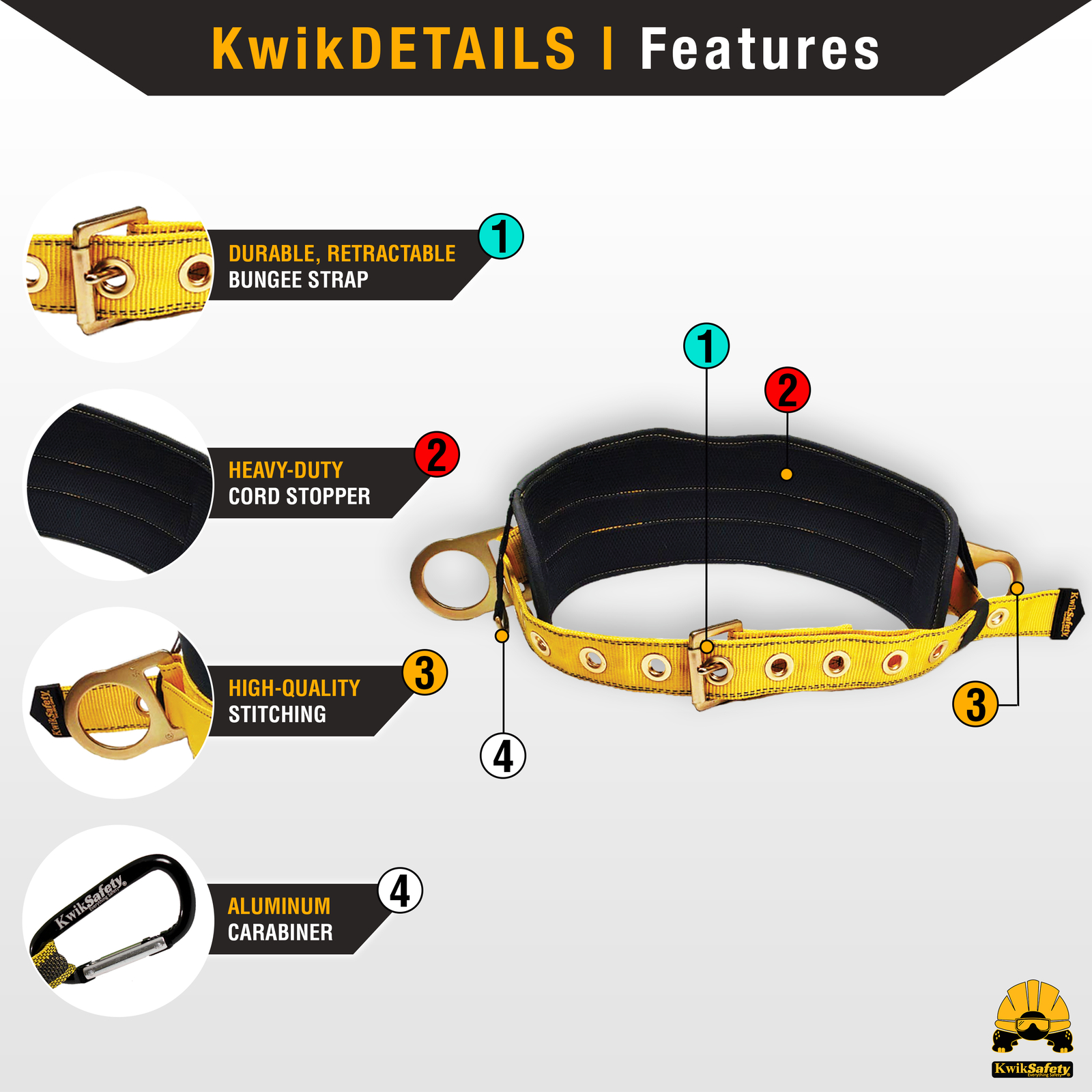 KwikSafety BEAVER TAIL Safety Belt OSHA Compliant 2D Ring Back Support