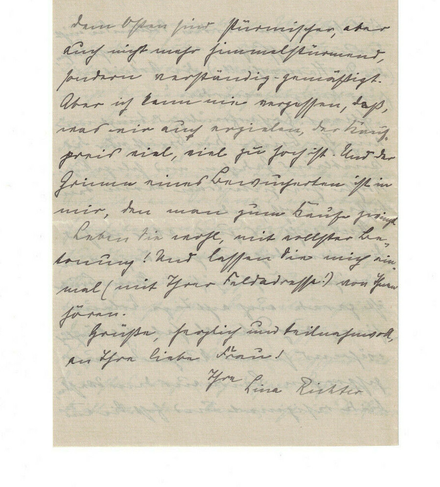 LINA RICHTER German Suffragette Educator Mother 1915 Handwritten Letter Jaffe