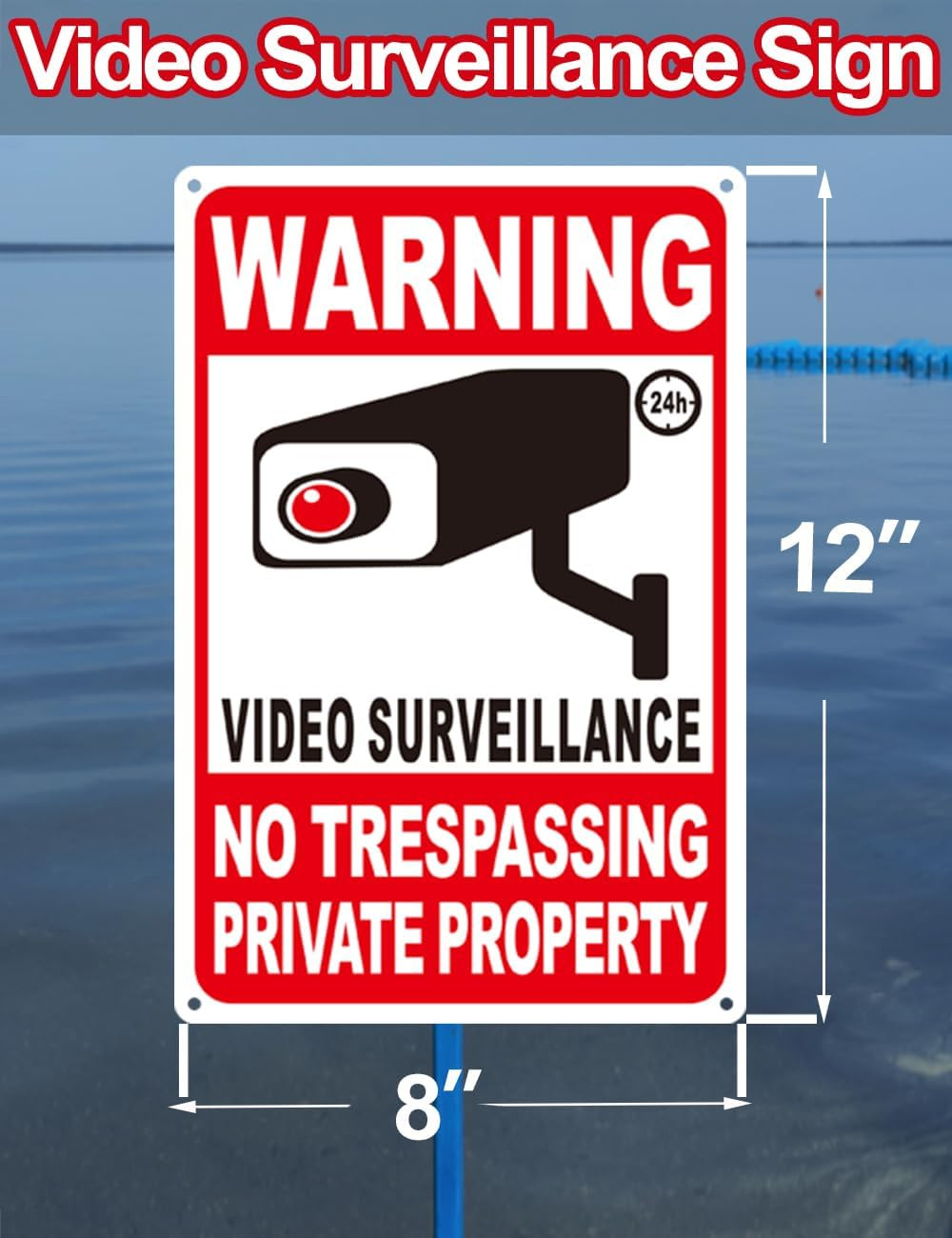 4 Pack Large Warning Security Cameras In Use Metal Sign for House Business