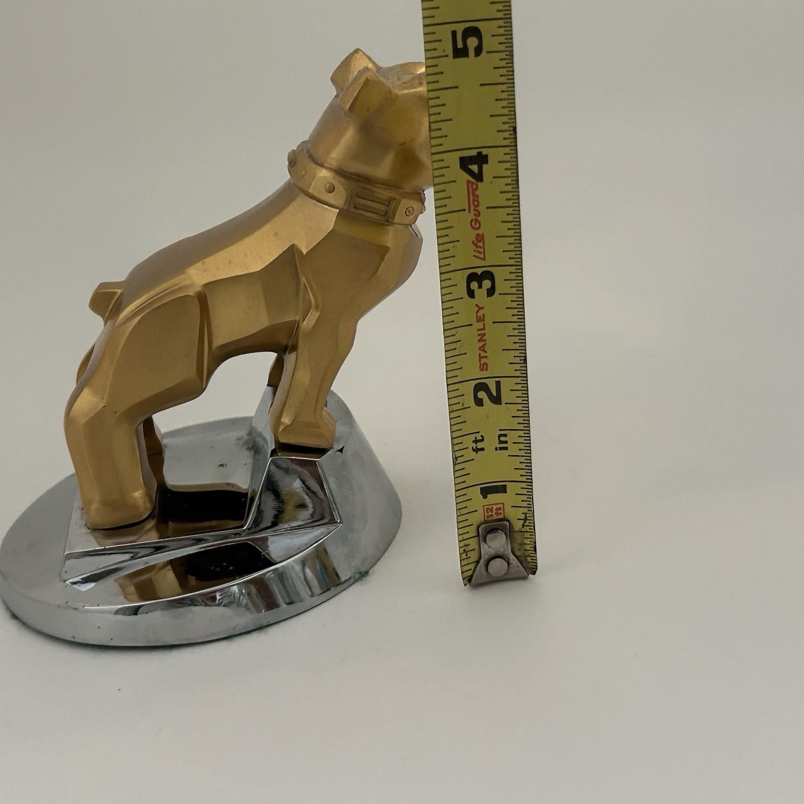Vintage Mack Truck Bulldog Hood Ornament Gold Brass Chrome Base Old Emblem